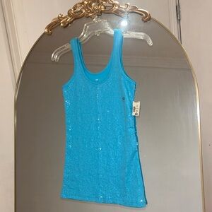 Aeropostale Turquoise Sequin Tank Top NWT